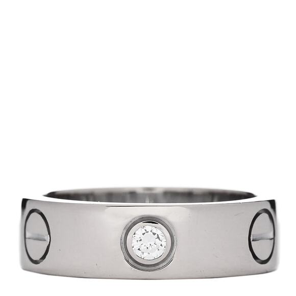 Cartier Love Classic 3 Diamond 18K White Gold Ring 56 US 7.5 - Picture 2 of 6